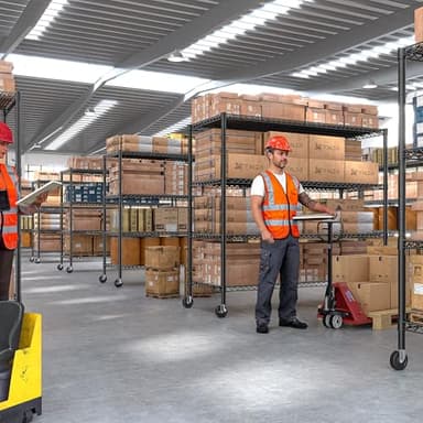 REIBII 60''W Storage Shelves 2399LBS Garage Shelving Heavy Duty with Wheels & Feet, 4 Tier Wire Shelving Adjustable Metal Shelving for Pantry Garage Kitchen Commercial Industrail, 60"W x 18"D x 65.5"H - Image 8