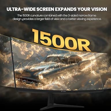 CRUA 34 Inch Curved Gaming Monitor, 21:9 WQHD 3440x1440 165Hz/144Hz 1500R Ultrawide Computer Monitor Support Freesync, PIP/PBP, 120% sRGB, HDMI 2.0 & DP 1.4, Wall Mountable/Tilt Adjustable-Black - Image 6