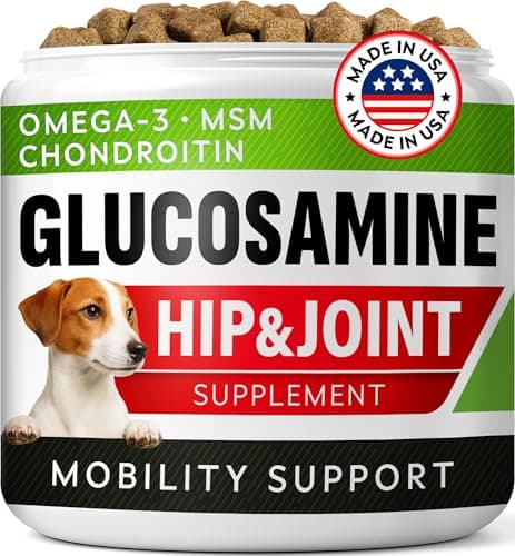 Glucosamine Treats for Dogs - Joint Supplement w/Omega-3 Fish Oil - Chondroitin, MSM - Advanced Mobility Chews - Joint Pain Relief - Hip & Joint Care - Chicken Flavor - 120 Ct - Made in USA - Image 1