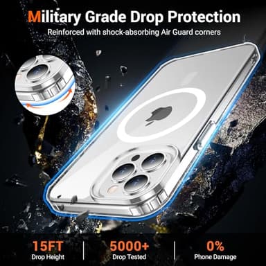 Temdan for iPhone 12& iPhone 12 Pro Case Clear with Screen Protector, Compatible with Magsafe, Anti-Yellowing, Military-Grade Protection, Shockproof Slim Magnetic Phone Case Cover, Transparent - Image 4