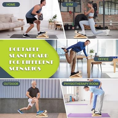 Slant Board for Calf Stretching, Adjustable Portable Wooden Incline Board for Calf Stretcher with Training Poster, 300 Lbs Weight Capacity Physical Therapy Equipment for Leg, Knees, Heel, Ankle - Image 7