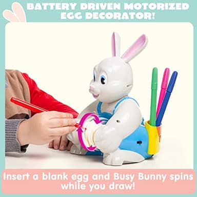 JOYIN Motorized Easter Egg Decorator Kit, Easter Busy Bunny Egg Spinner Whirler Decorating Machine with 10 Non-Toxic Markers for Kids Craft Activities - Image 2