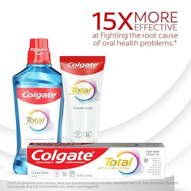 Colgate Total Clean Mint Toothpaste, 10 Benefits, No Trade-Offs, Freshens Breath, Whitens Teeth and Provides Sensitivity Relief, Clean Mint Flavor, 4 Pack, 5.1 Oz Tubes - Image 3