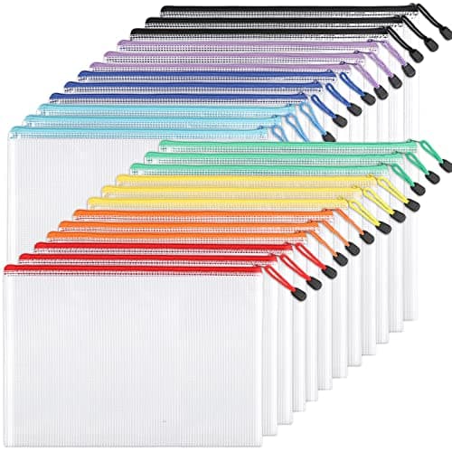 EOOUT 24pcs Mesh Zipper Pouch Bags, A4 Zipper Bags for Organizing Storage, Waterproof Zipper Pouches, Letter Size, File Bags for School, Toys, Puzzle, Board Games and Office Supplies - Image 1