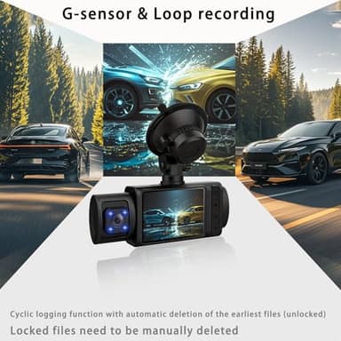 Dash Camera for Cars Dash cam car dashcam TIK tok Driving Recorder Video Recorder HD Three-Camera car Recorder, Support Loop Recording - Image 4