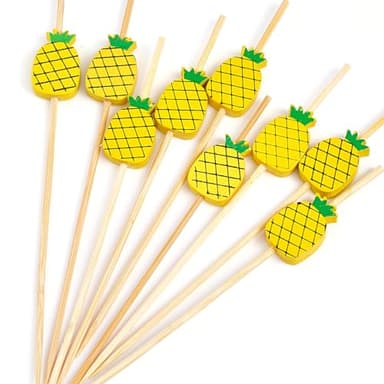 PuTwo Cocktail Picks Handmade Bamboo Toothpicks 100pcs 4.7" in Yellow Pineapples - Image 5