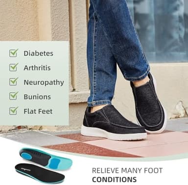 OrthoComfoot Men's Orthopedic Comfortable Slip-On Shoes with Arch Support, Orthotic Loafers for Plantar Fasciitis, Canvas Leisure Vintage Flat Walking Shoes for Foot and Heel Pain Relief - Image 4