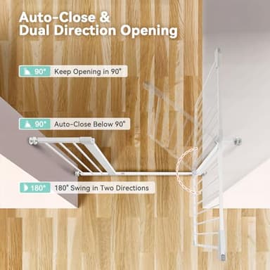 COMOMY 36" Extra Tall Baby Gate for Stairs Doorways, Fits Openings 29.5" to 48.8" Wide, Auto Close Extra Wide Dog Gate for House, Pressure Mounted Easy Walk Through Pet Gate with Door, White - Image 3