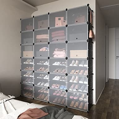 ROJASOP Shoe Storage Cabinet, 12-Tier Shoe Organizer 96 Pairs Extra Large Plastic Shoe Rack with Covers Portable Shoe Rack Organizer with Doors Big Shoe Rack for Closet Entryway Bedroom - Image 9