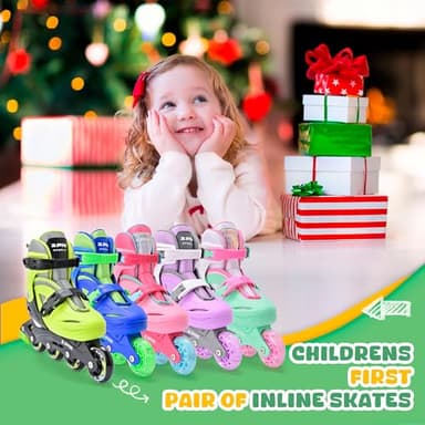 2PM SPORTS Girls Adjustable Illuminating Inline Skates with Light up Wheels, Fun Flashing Beginner Roller Skates for Kids - Yellow Medium - Image 5