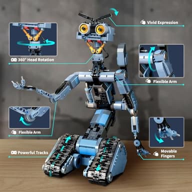 iATOM 1176 Pieces Johnny 5 Robot Building Set with Remote Control - Rechargeable, Gift for Chirstmas, Tech Movie Robotic Figure Model Kit for Adults - Image 5