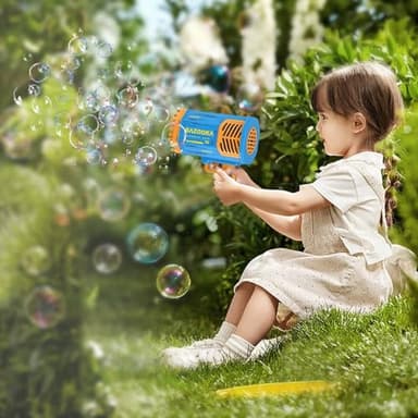 Bubble Gun Bazooka Machine with Solution - 69 Holes Blaster for Outdoor Summer Toy, Party Favors - Blue Halloween Bubble Maker Blowers for Kids - Image 8
