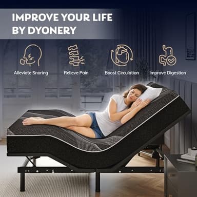 Dyonery Twin XL Adjustable Bed Base Frame with Wireless Remote + 12 Inch Twin XL Gel Memory Foam Mattress Bed in a Box, Head and Foot Incline, Zero Gravity, Fiberglass Free, 80" × 38" - Image 3