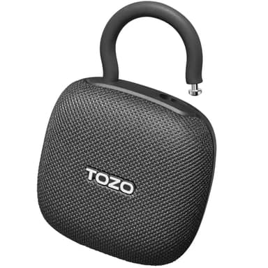 TOZO PE1 Portable Bluetooth Speakers with Adjustable Carabiner, Mini Bluetooth Wireless Shower Speaker with IPX8 Waterproof, 32H Playtime Punchy Bass Audio Speaker for Home, Outdoor and Travel, Black - Image 1