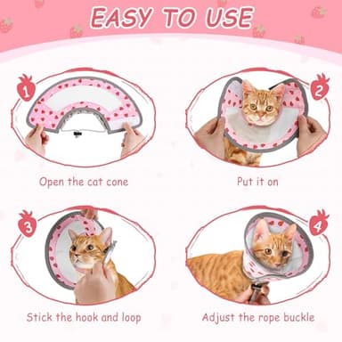 Cat Cone Collar Soft - Adjustable Cat Recovery Collar Kitten Lightweight Elizabethan Collar to Stop Licking Pet E Cone for Small Medium Cats After Surgery Prevent from Licking Wounds (Pink, M) - Image 4