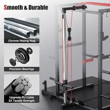 Sportsroyals Power Rack, Multi-Functional Power Cage with LAT Pulldown Pulley System, Squat Rack with More Training Attachments for Home Gym (RED),1200 lbs Weight Capacity - Image 4