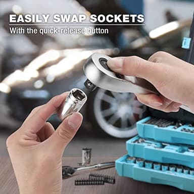 DURATECH 1/2 Ratchet Handle, 90-Tooth Socket Wrench, Reversible Ratchet Wrench, Quick-release - Image 4