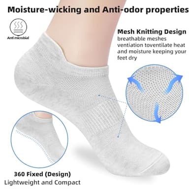 ATBITER Ankle Socks Womens and Men Thin Athletic Running Low Cut No Show Socks With Heel Tab 6/10-Pairs - Image 2