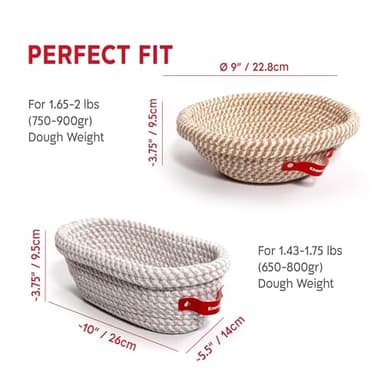 KneadAce Sourdough Starter Kit – 34oz Starter Jar, 2 Cotton Rope Banneton Proofing Baskets, Magnetic Bread Lame for Scoring – Gift for Bakers & Complete Sourdough Bread Baking Set - Image 4