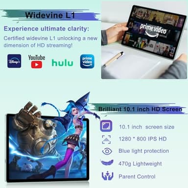 2025 Android 14 Tablet with Keyboard 20GB+128GB+1TB Expand, 10.1 Inch Octa-Core 2-in-1 Tablets with HD IPS Display, 5G WiFi 6, 6000mAh Battery, BT5.0, Split Screen, Widevine L1, Mouse, Case -Green - Image 4