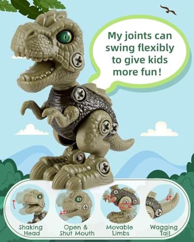 6 Pack Kids Toy Stem Dinosaur Toys, Kids Take Apart Construction Building Toys Learning Educational Dino Kit Play Set Party Christmas Birthday Gifts for Toddler Boys Girls Age 3 4 5 6 7 8 + Year Old - Image 2