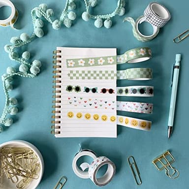 Washi Tape Set of 16 Rolls of 15 mm Wide Cute Decorative Washi Tape for Journaling, Scrapbook, Washy Crafts, Bullet Journals, Planners, DIY Décor, Craft Supplies For Adults & Kids (Splash) - Image 3