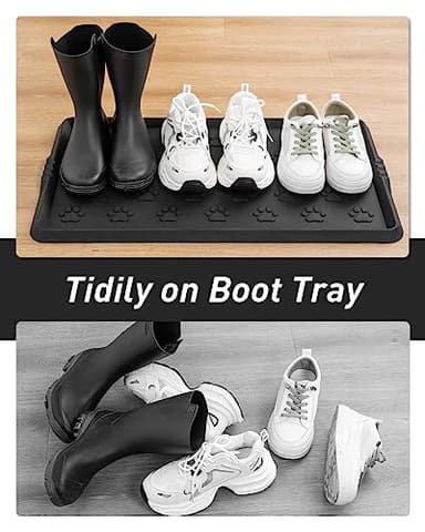 SUPENUIN Paw Pattern Multipurpose Boot Tray for Entryway Waterproof Rubber Mats for Dogs Shoe Mat Tray, Pet Food Mat - Image 7