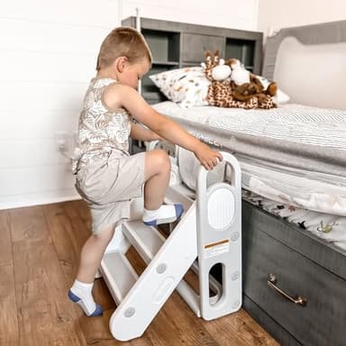 Mloong Kids Step Stool Foldable for Bathroom Sink, Easy Folding Non-Slip Bathroom Stool Toilet Potty Training, Adjustable Toddler Ladder Kitchen Counter Helper - Image 8