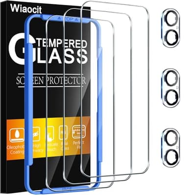 Wiaocit 3 Pack Tempered Glass Screen Protector for iPhone 16 with 3 Pack Camera Lens Protector, 9H Hardness, Bubble Free, Case Friendly - Image 1
