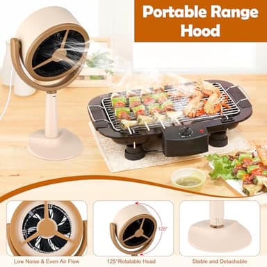 Anglekai Portable Range Hood for Cooking, 2 Speed Desktop Exhaust Fan for Smoking with 2P Filter/Towel, Adjustable Desktop Range Hood for BBQ Kitchen - Image 3