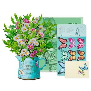 Airpark Pop Up Flower Card, 16 Inch Daisies and Butterflies 3D Paper Flowers Bouquet, Popup Greeting Cards with Blank Note Card & Envelope, Birthday, Graduation Decorations, Get Well Soon,Thank You Gifts for Women Mother - Image 3
