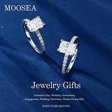 MOOSEA Radiant Cut Moissanite Engagement Ring - 2ct D Color VVS1 Clarity Lab Created Moissanite Wedding Rings for Women 14K White Gold Plated Sterling Silver Travel Rings Moissanite Rings for Women - Image 2