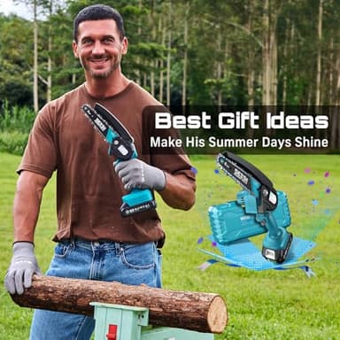 Seesii Mini Chainsaw, 6-inch Mini Chainsaw Cordless, Handheld Electric Power Chain Saw with 2 Batteries, for Tree Trimming Wood Cutting, Best Gifts for Father, Dad, Husband, Men - Image 8