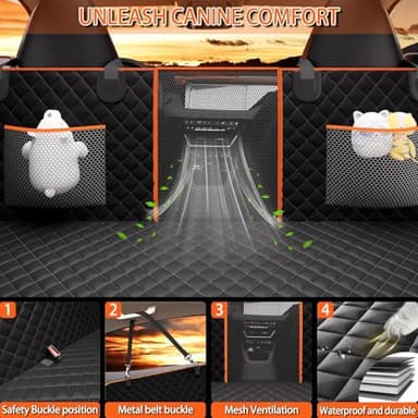 Chilino Back Seat Extender for Dogs - Large Space, Waterproof Dog Car Seat Cover for Back Seat with Hard Bottom Holds 420lbs, Upgraded Material Waterproof Pet Car Bed Dog Hammock for Car, SUV,Truck - Image 4