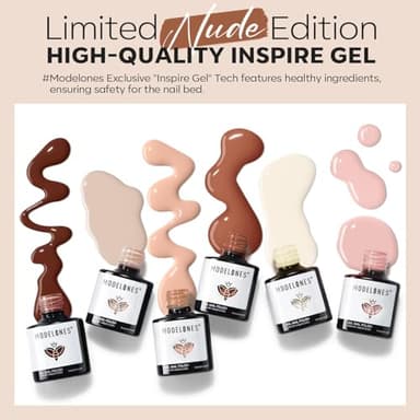 modelones Nude Gel Nail Polish Set -6 Colors Neutral Milky White Pink Brown Gel Polish Kit Skin Tones Soak Off Nail Kit Manicure DIY at Home Nail Art Salon Gift - Image 2
