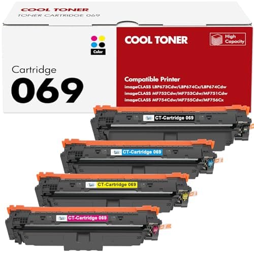 069 Toner Cartridge Set 069H MF753Cdw Compatible Replacement for Canon 069 Toner Cartridge Set for Canon imageCLASS MF 753Cdw MF751Cdw MF752Cdw LBP674Cdw LBP674Cx LBP673Cdw (B/C/Y/M, 4 Pack) - Image 1