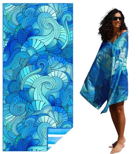 Microfiber Thin Lightweight Flat Beach Towel Sand Free Quick Dry Absorbent Compact Towels for Swimming Pool Camping Beach Accessories Large Easy Pack Travel Things for Vacation Essentials Adult Gift - Image 1