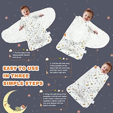 Ftikvo Swaddle-Blanket Baby Girl & Boy Swaddles Newborn Infant Transition 100% Cotton Wrap Blankets, 3-Way Adjustable Wearable Blanket, TOG 1.0 (Dinosaur, 3-6 Month) - Image 5