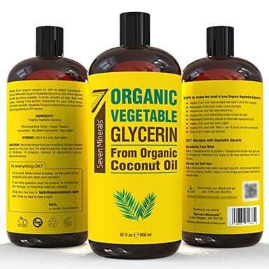 Seven Minerals, Organic Vegetable Glycerin - Big 32 fl oz Bottle - No Palm Oil, Made with Organic Coconut Oil - Therapeutical Grade Glycerine for DIYs - Hair, Nails & Skin Moisturizer - Non-Gmo - Image 5