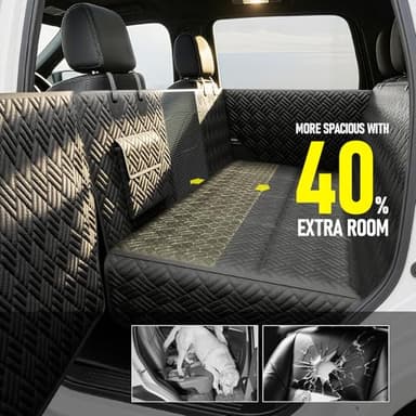 FIRSTWELL Dog Car Seat Cover for Back Seat, Hard Bottom Back Seat Cover for Cars, SUV, Small Trucks - Patented Design, Waterproof Dog Hammock, Support 400lbs - Image 4