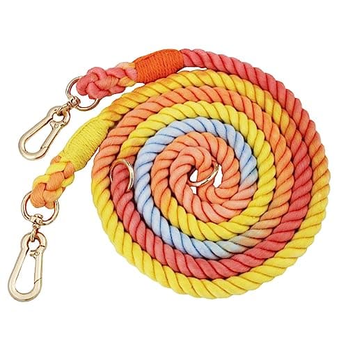 LWBMG Multifunctional Rope Dog Leash 7.5 FT with Double Swivel Hook Hands Free for Small Medium and Large Dogs Running Walking Rainbow - Image 1