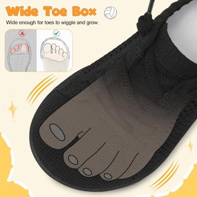 LeIsfIt Toddler Shoes Girls Boys Wide Shoes Kids Zero Drop Minimalist Sneakers Barefoot Slip on Tennis Sneakers Black 6 Toddler - Image 2