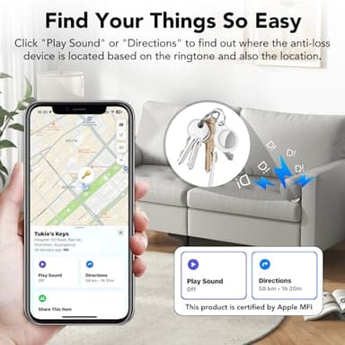 Tracker Tags (White) 4-Pack, Bluetooth Tracker Work with Apple Find My (iOS Only), Key Finder and Item Locator Smart Tag with Protective Case/Key Ring/Lanyard, Tracker Tag for Keys/Luggage/Wallet - Image 4