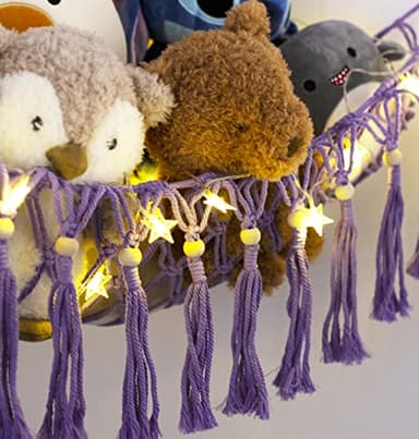 Stuffed Animal Hammock Corner with LED Light - Toy Storage Hammock Plushie Net Organizer - Teddy Bear Stuffy Hammock - Purple Nursery Decor Baby Kids Bedroom Nursery Furniture - Image 2