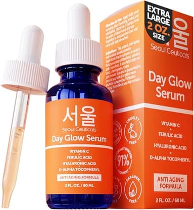 SeoulCeuticals Large 2oz Korean 20% Vitamin C Hyaluronic Acid Serum + CE Ferulic Acid - Potent Anti Aging, Anti Wrinkle K Beauty - Image 1