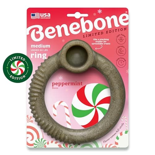 Benebone Peppermint Ring – Limited Edition Holiday Flavor, Durable Chew Toy for Aggressive Chewers, Made in USA, Medium - Image 1