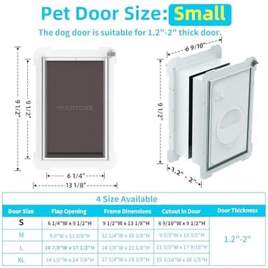 3-Flaps Steel Cat Door for Exterior Doors with Sliding Lock Panel, Extreme Weather Pet Door for Cats, Small Kitty Doggie Door, Insulated Dog Doors for Door, Telescoping Tunnel (Pets Up to 12 Lb) - Image 5