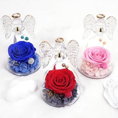 Miofula Preserved Flower Rose Birthday Gifts for Mom, Angel Figurines with Forever Real Rose Gifts for Her Mom Grandma, Unique Angels Gifts for Mothers Day Christmas Anniversary Birthday (Red) - Image 8