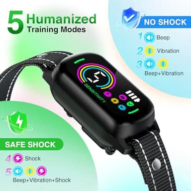 2 Pack Bark Collar, Rechargeable Dog Bark Collar for Large Medium Small Dogs, Smart Training Collar with 5 Adjustable Sensitivity Beep Vibration Harmless Shock, Anti Barking Device for Dogs - Image 2