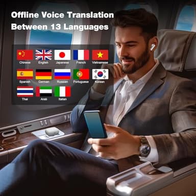 IAMJOY Language Translation Earbuds, 163 Language & Accents Two-Way Translator Device Built-in 6 Mics, 42dB Hybrid Dual Noise Cancelling Earbuds for Travel Business Learning, White - Image 7